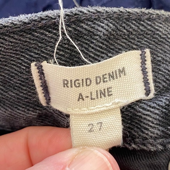 MADEWELL Rigid Denim A-Line Button Fly Raw Hem Jeans Skirt, Size 27 - Picture 4 of 8